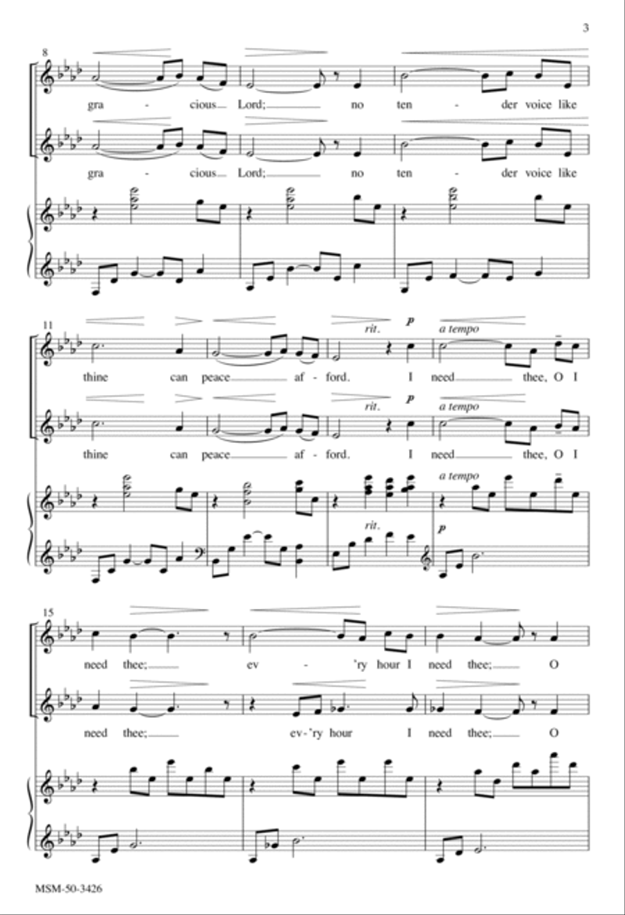 I Need Thee Every Hour 4-Part scores gallery preview page 3
