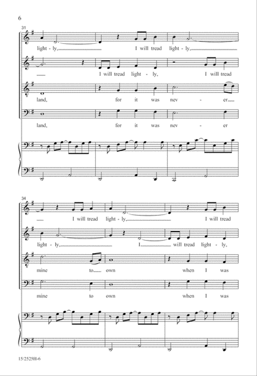 I Will Tread Lightly 4-Part scores gallery preview page 6