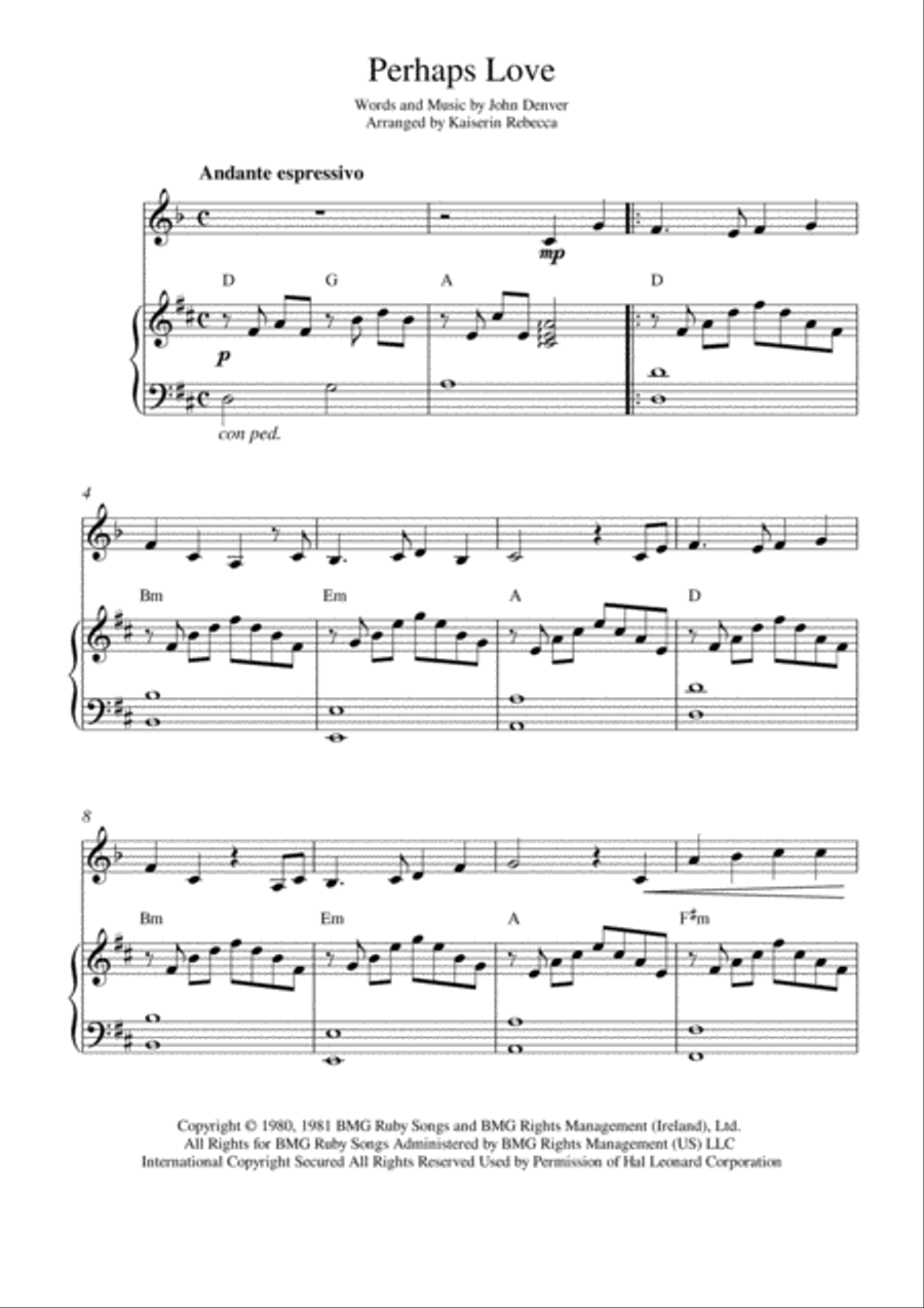 Perhaps Love Clarinet Solo scores gallery preview page 1