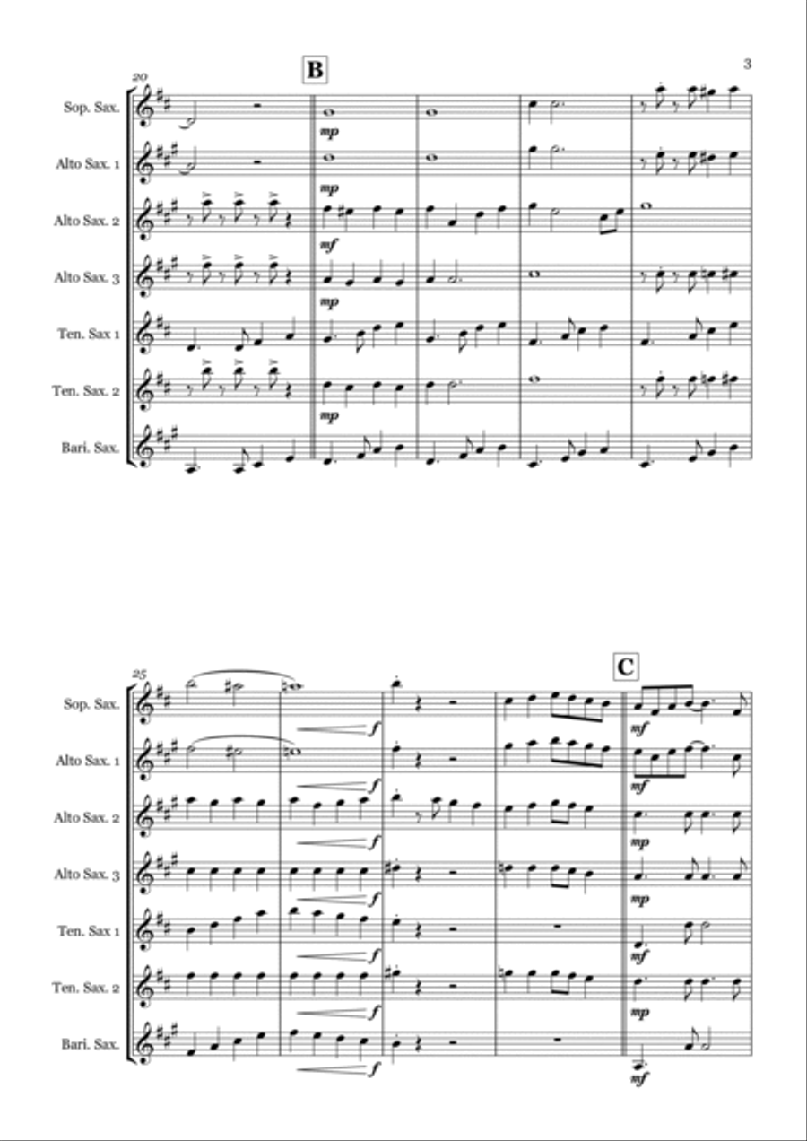 Rockin' Around The Christmas Tree Saxophone Quartet scores gallery preview page 3