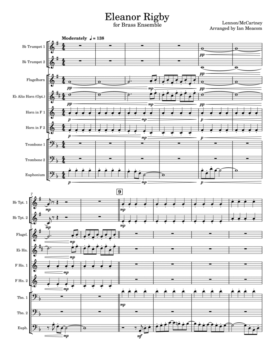 Eleanor Rigby Brass Ensemble scores gallery preview page 1