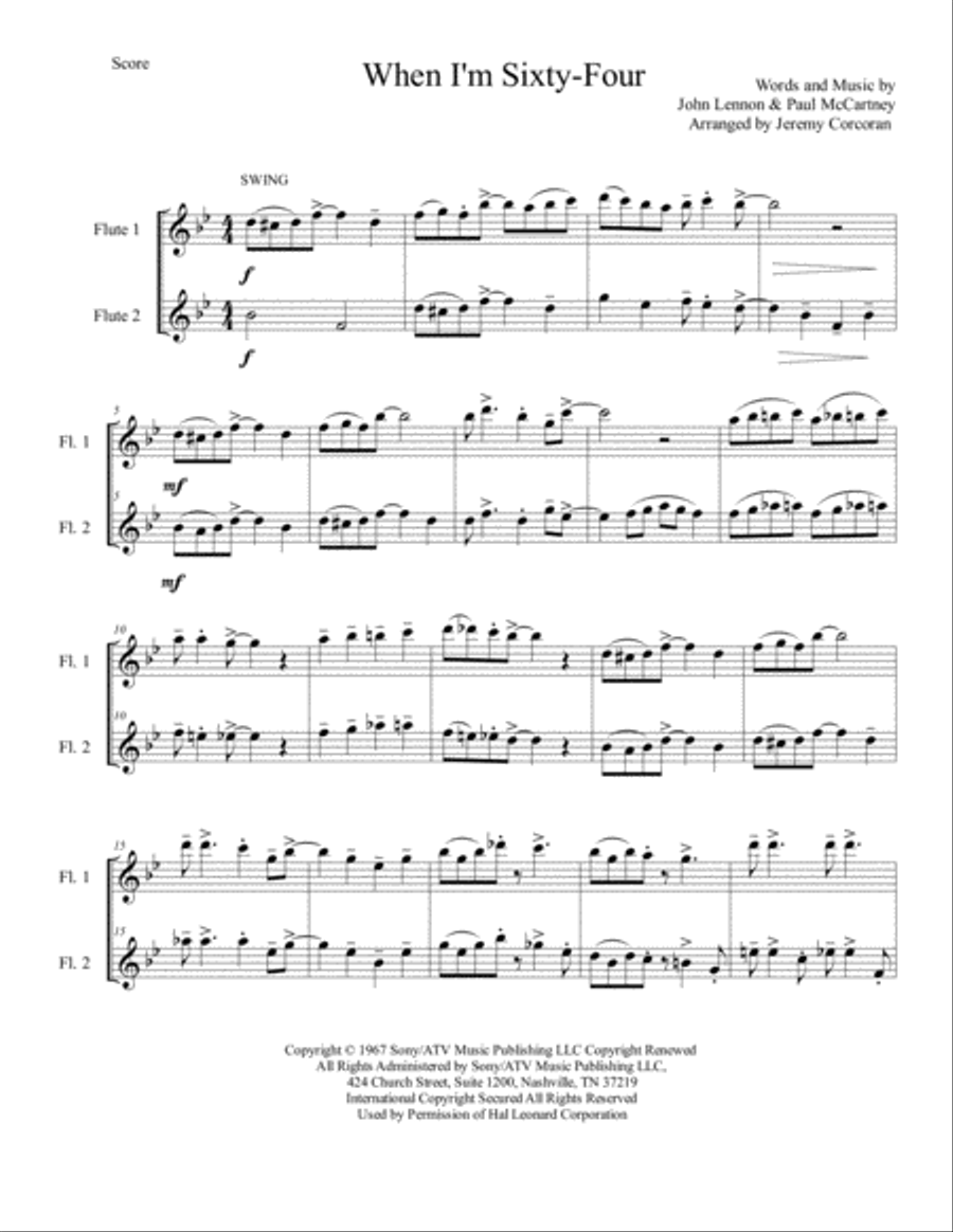 When I'm Sixty-Four Flute Duet scores gallery preview page 2