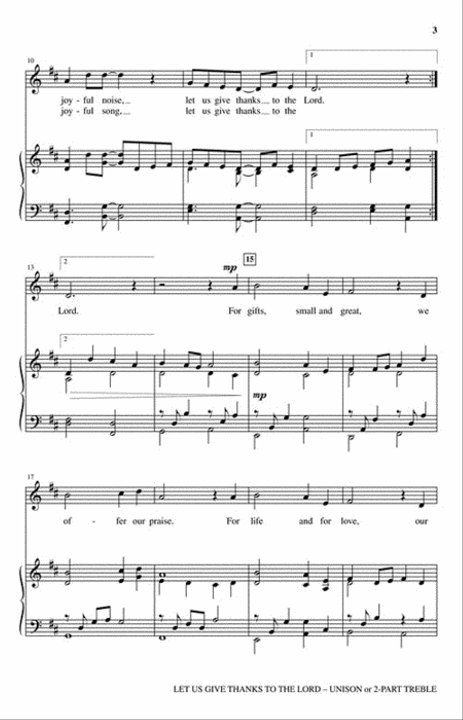 Let Us Give Thanks to the Lord Unison Choir scores gallery preview page 3