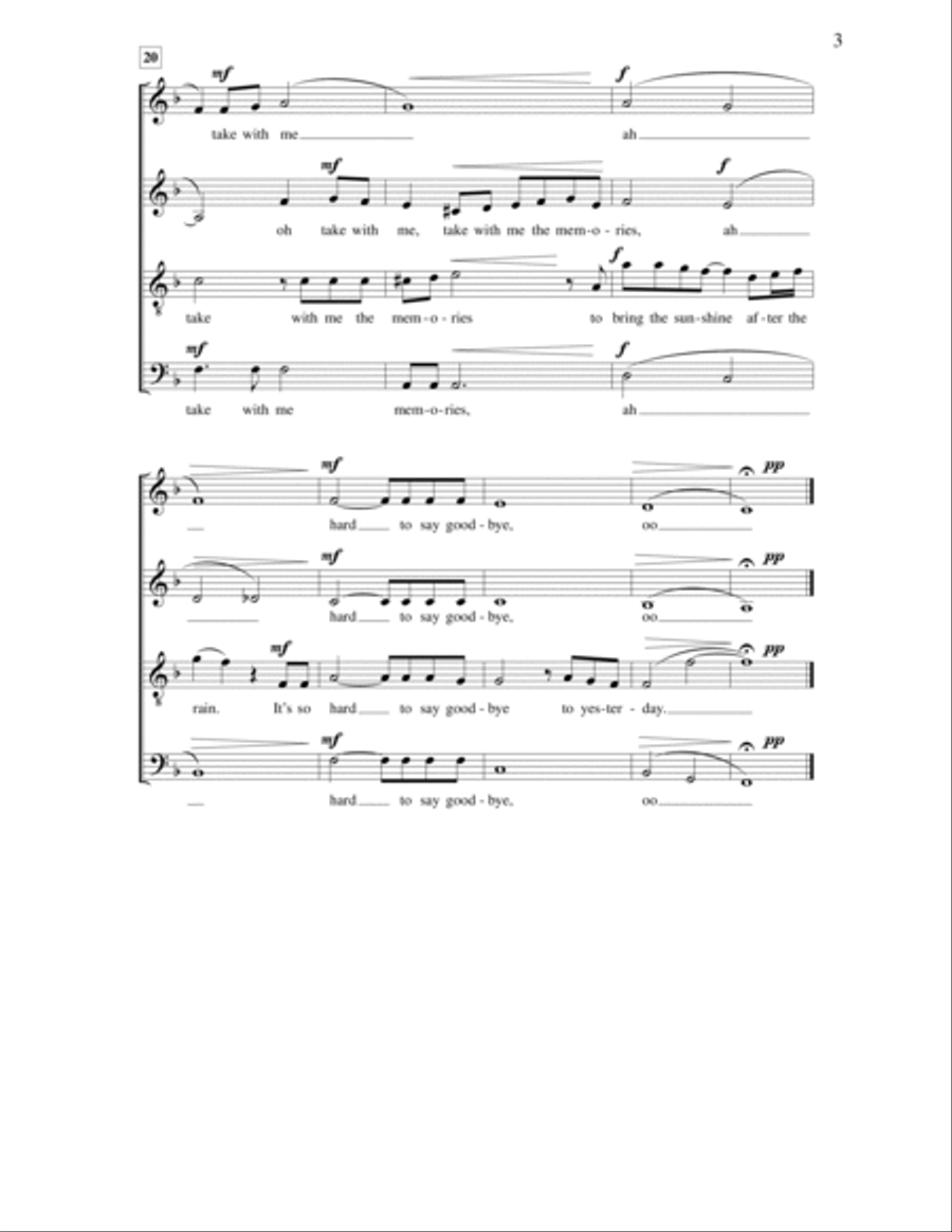 It's so Hard to Say Goodbye to Yesterday 4-Part scores gallery preview page 3