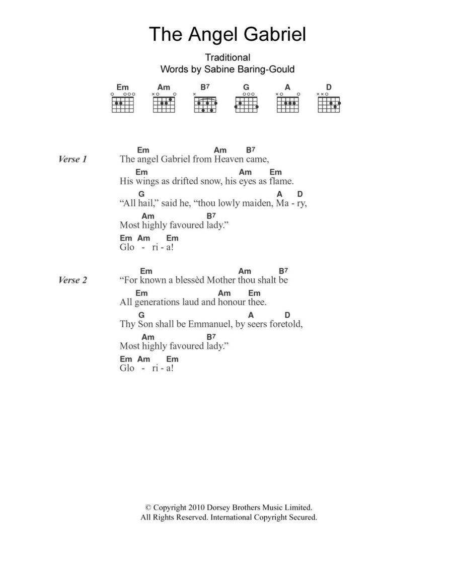 The Angel Gabriel The Angel Gabriel Easy Guitar scores gallery preview page 1