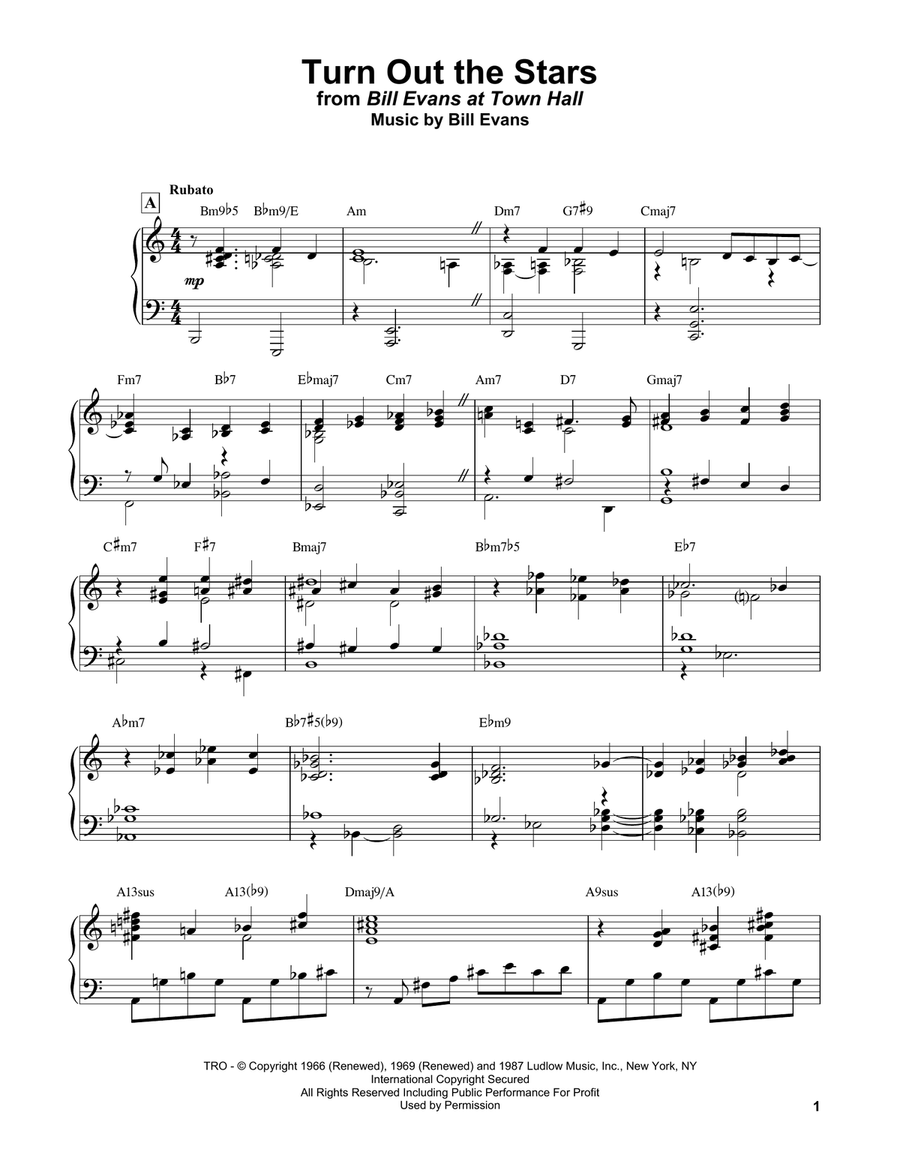 Turn Out The Stars Turn Out The Stars Piano Solo scores gallery preview page 1