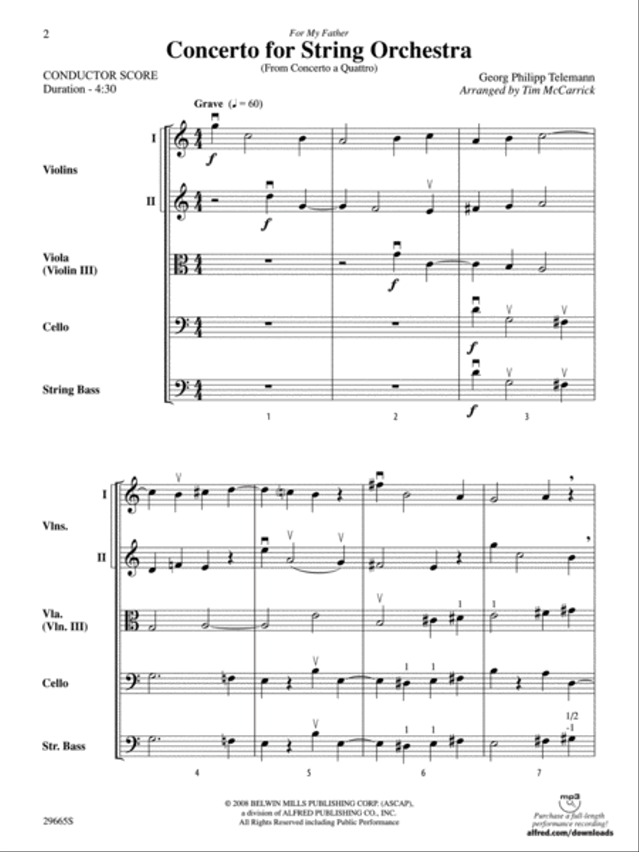 Concerto for String Orchestra (from Concerto a Quattro) String Orchestra scores gallery preview page 2
