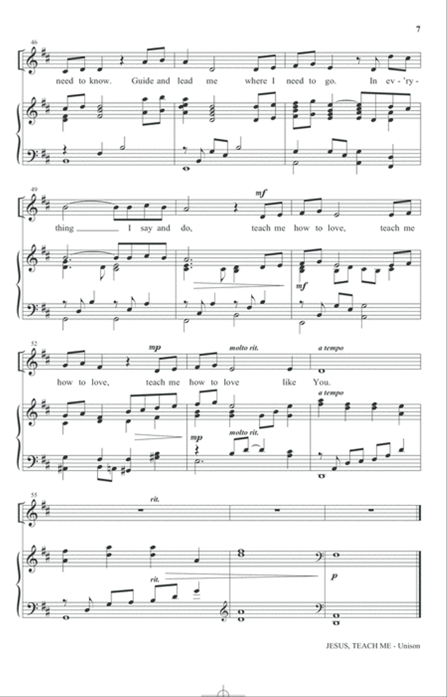 Jesus, Teach Me Jesus, Teach Me Unison Choir scores gallery preview page 5