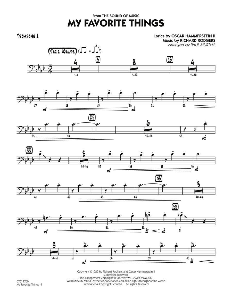 My Favorite Things - Trombone 1 Jazz Ensemble scores gallery preview page 1