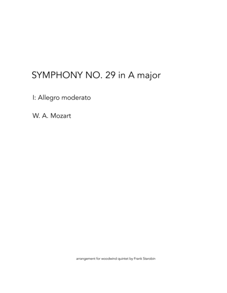 Mozart's Symphony No. 29 for Woodwind Quintet image number null