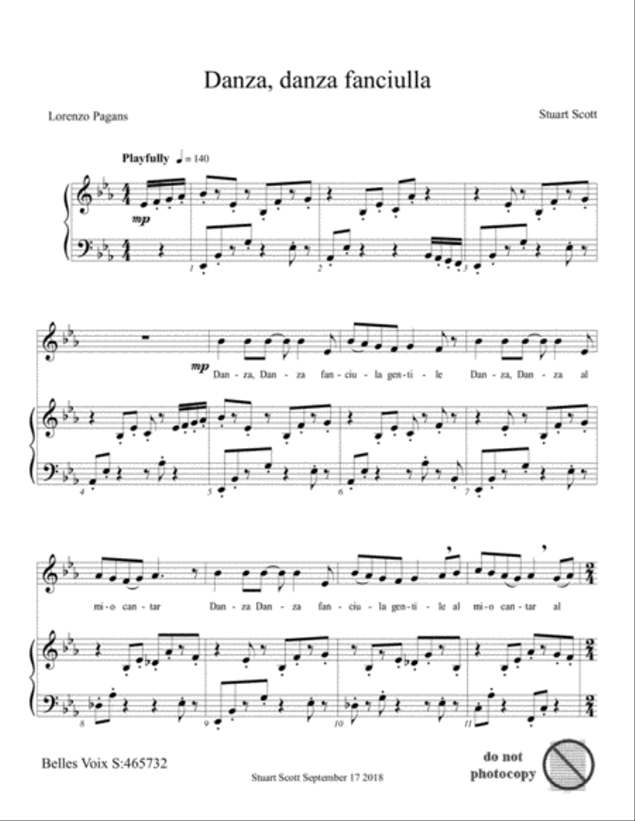 Danza, danza fanciulla Danza, danza fanciulla Voice Solo scores gallery preview page 1