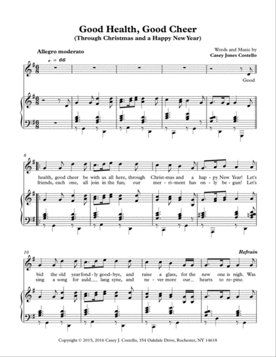 Good Health, Good Cheer (Through Christmas and a Happy New Year) (Voice and Piano) Voice Solo scores gallery preview page 2