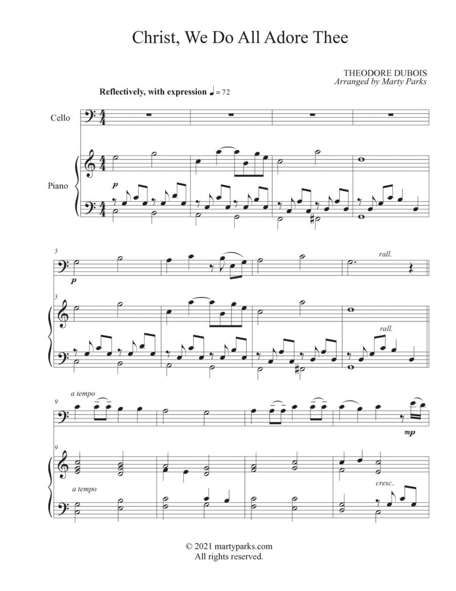 Christ, We Do All Adore Thee (Cello-Piano) Piano scores gallery preview page 1
