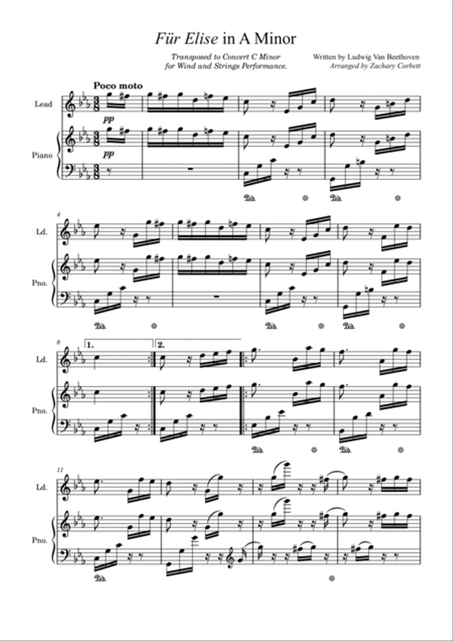 Fur Elise Tenor Saxophone scores gallery preview page 3
