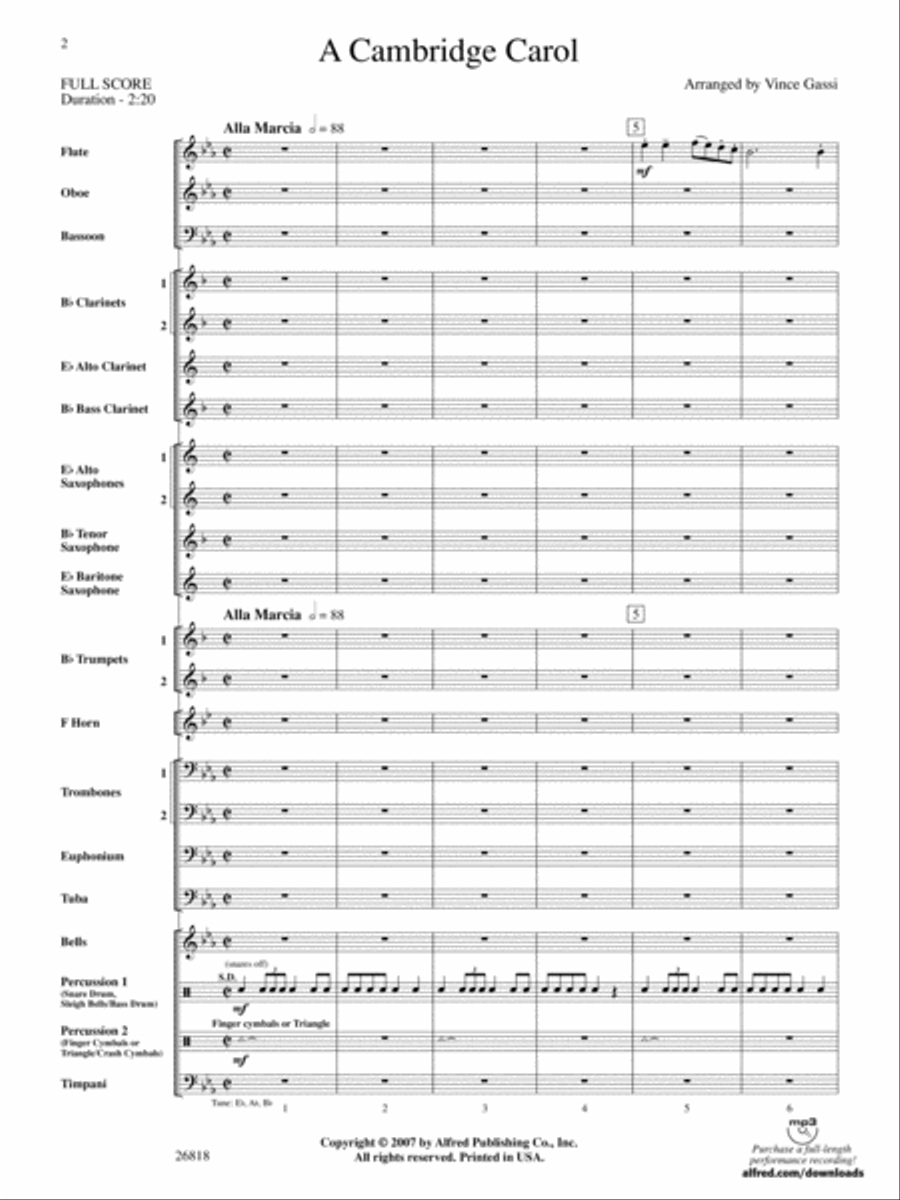 A Cambridge Carol: Score Concert Band scores gallery preview page 2