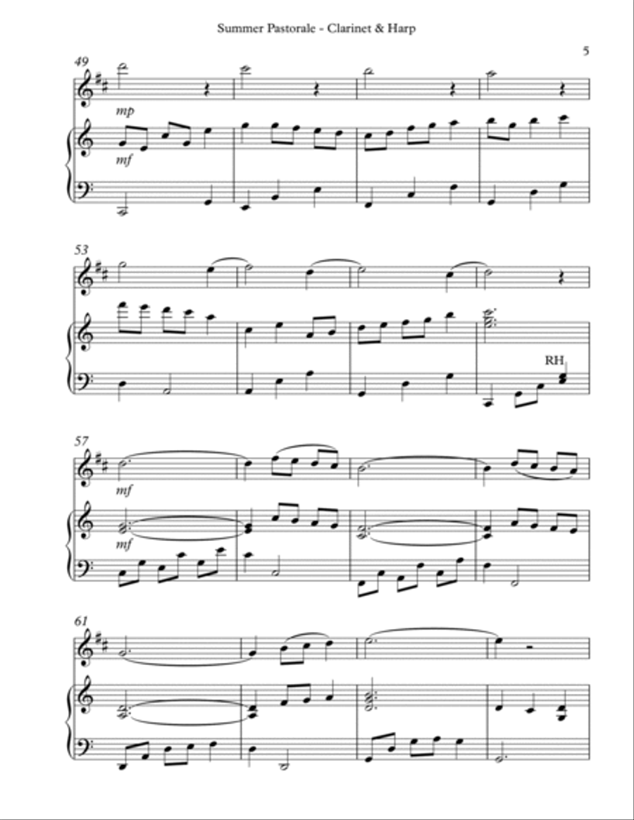 Summer Pastorale, Duet for Bb Clarinet & Harp image number null