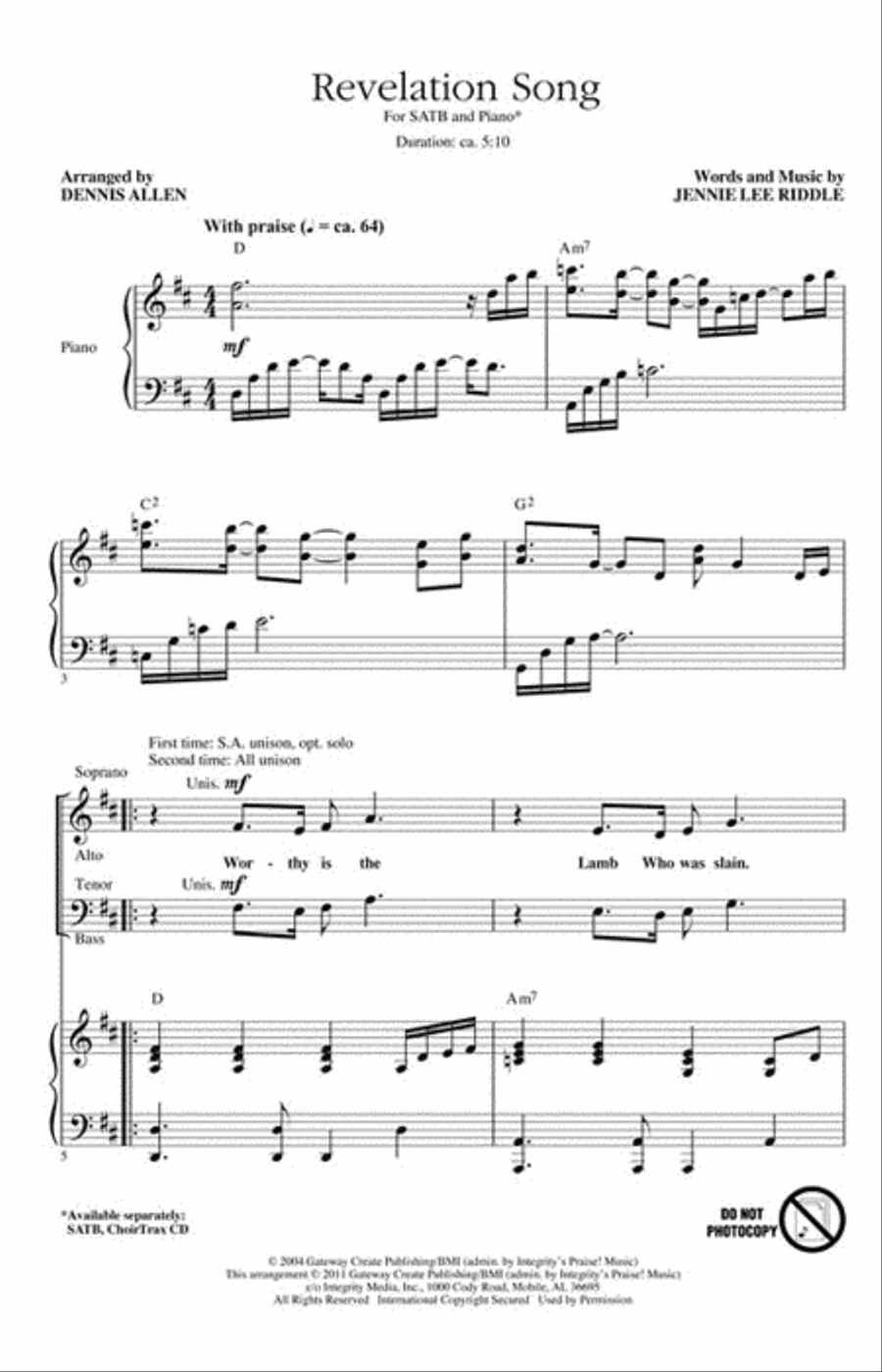 Revelation Song Revelation Song 4-Part scores gallery preview page 2