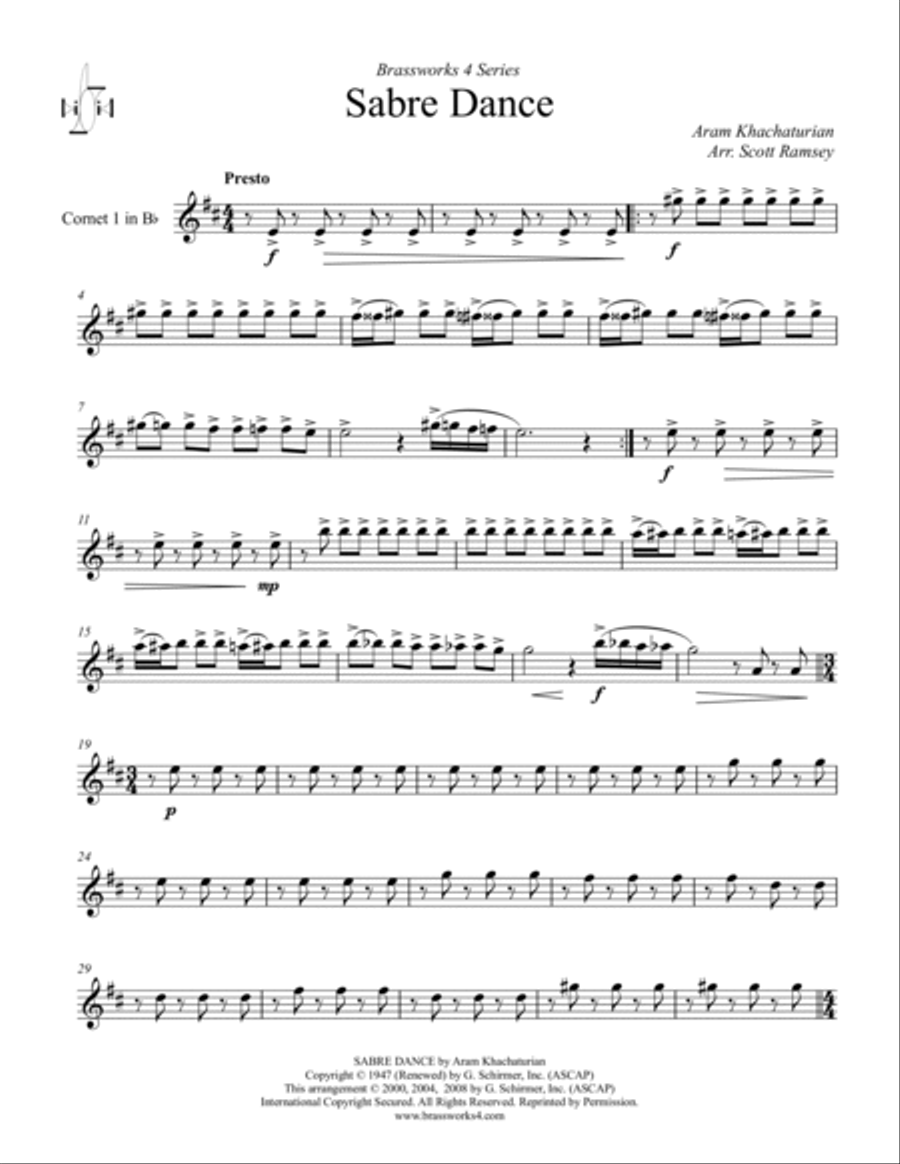 Sabre Dance Sabre Dance Brass Quartet scores gallery preview page 5