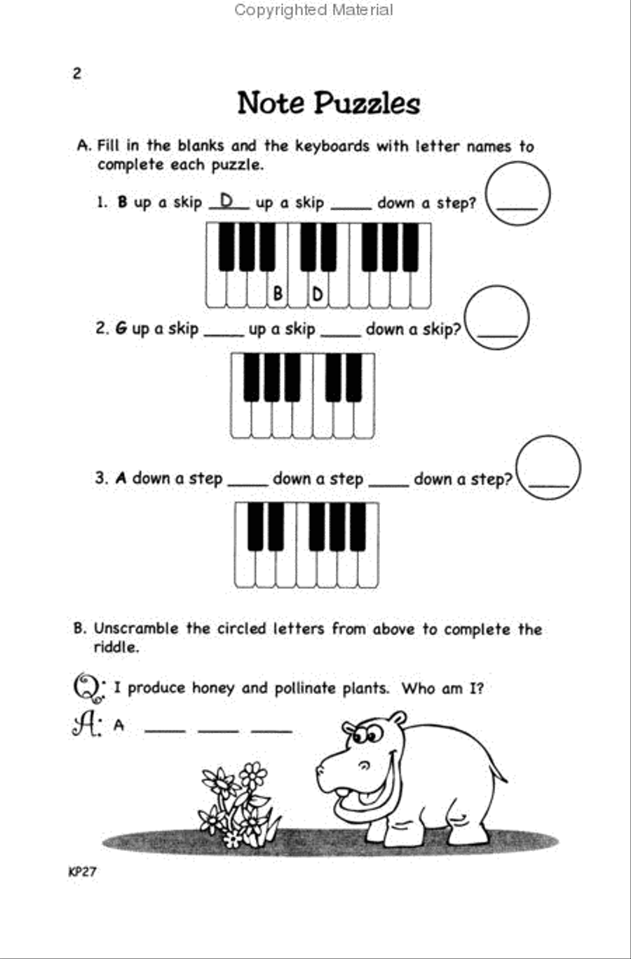Bastien Theory Boosters: More Lines and Spaces Note Speller Piano Method scores gallery preview page 2