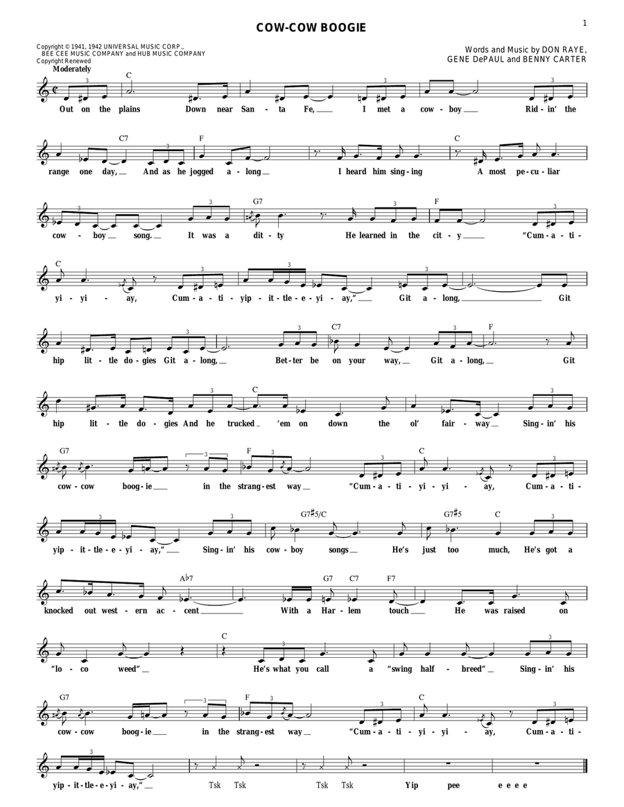 Cow-Cow Boogie Electric Guitar scores gallery preview page 1