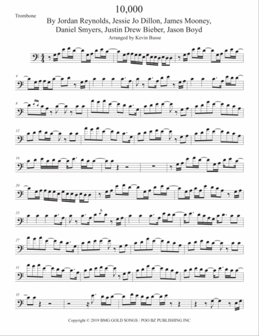10,000 Hours Trombone Solo scores gallery preview page 1