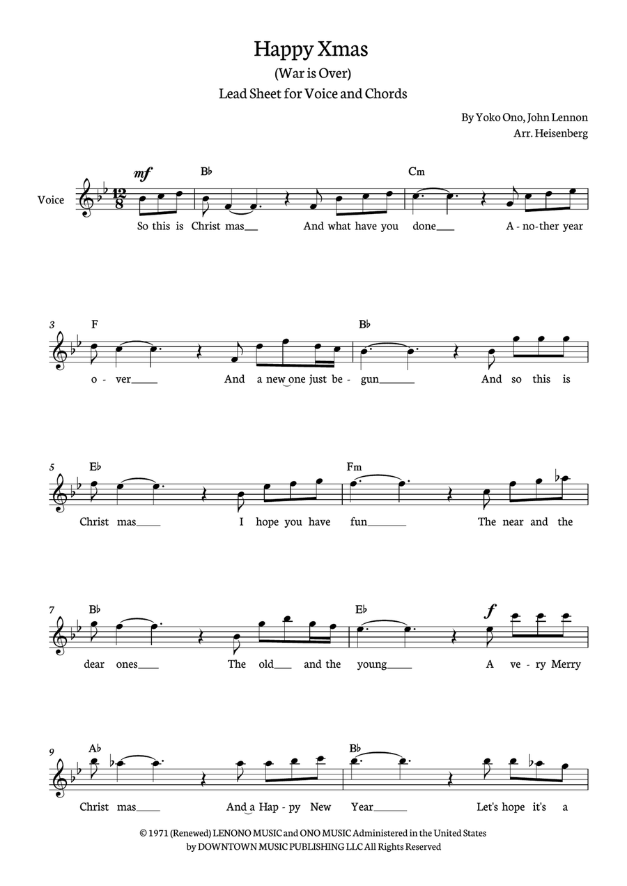 Happy Xmas (war Is Over) Happy Xmas (war Is Over) Acoustic Guitar scores gallery preview page 1