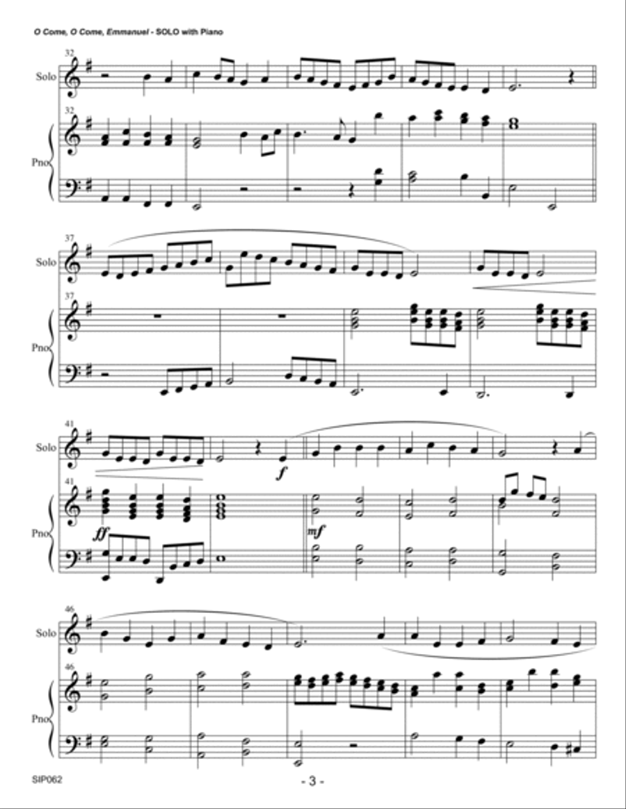 O COME O COME EMMANUEL - SOLO INSTRUMENT (or Group) with Piano Accompaniment Large Ensemble scores gallery preview page 3
