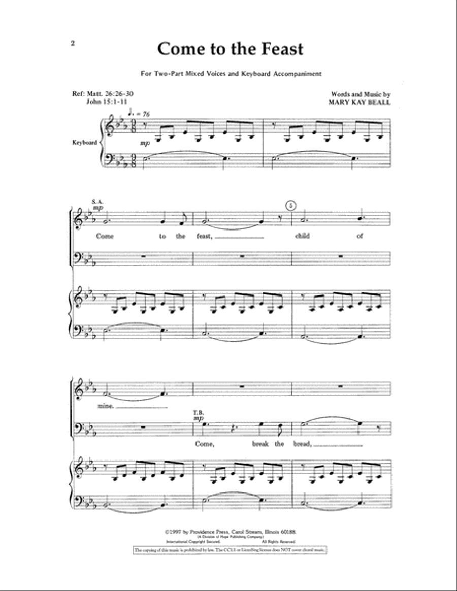 Come to the Feast Come to the Feast 2-Part scores gallery preview page 2