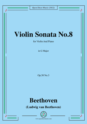 Book cover for Beethoven-Violin Sonata No.8 in G Major,Op.30 No.3,for Violin and Piano