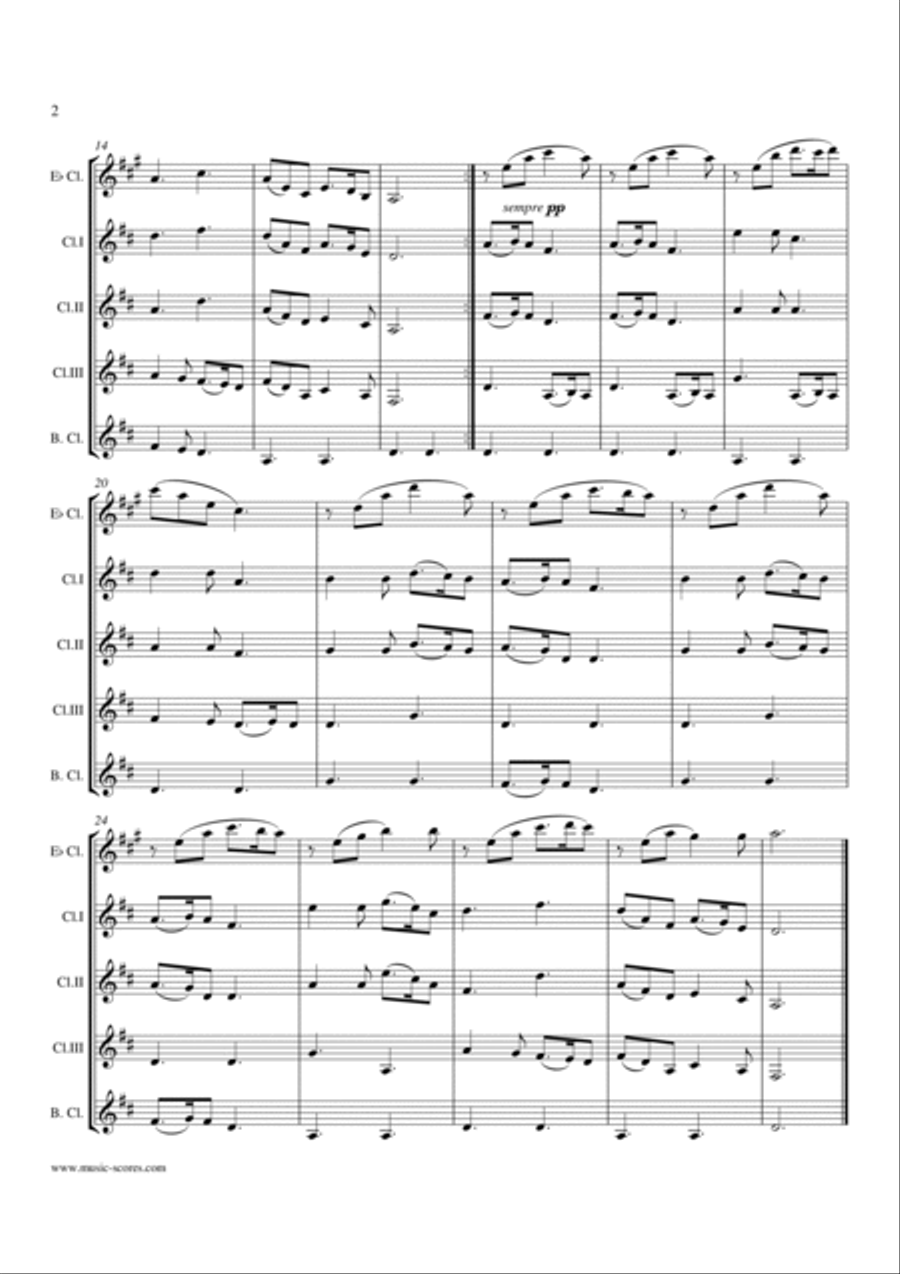 Silent Night - Clarinet quintet - C major Clarinet Quintet scores gallery preview page 2