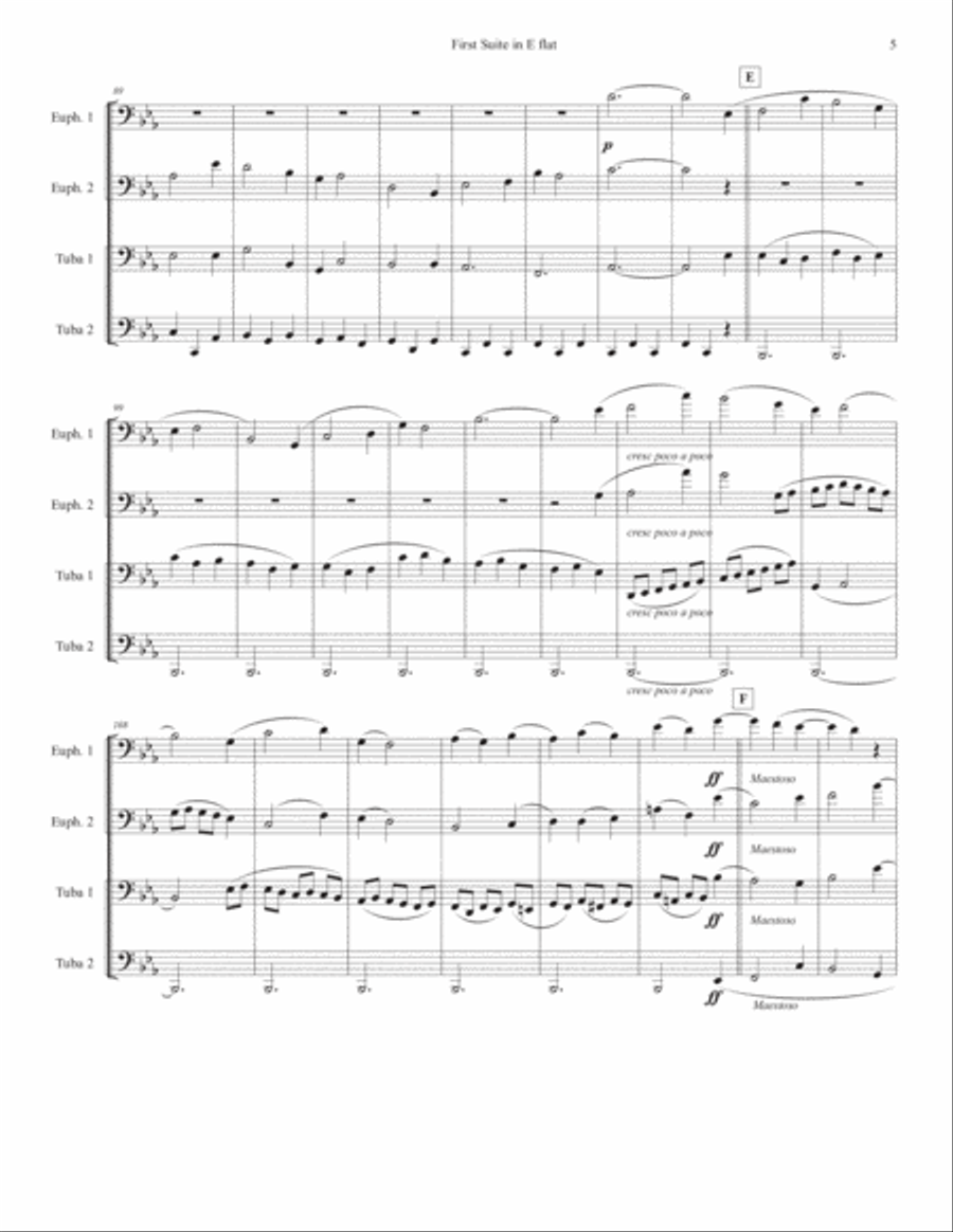 First Suite in Eb Brass Quartet scores gallery preview page 5