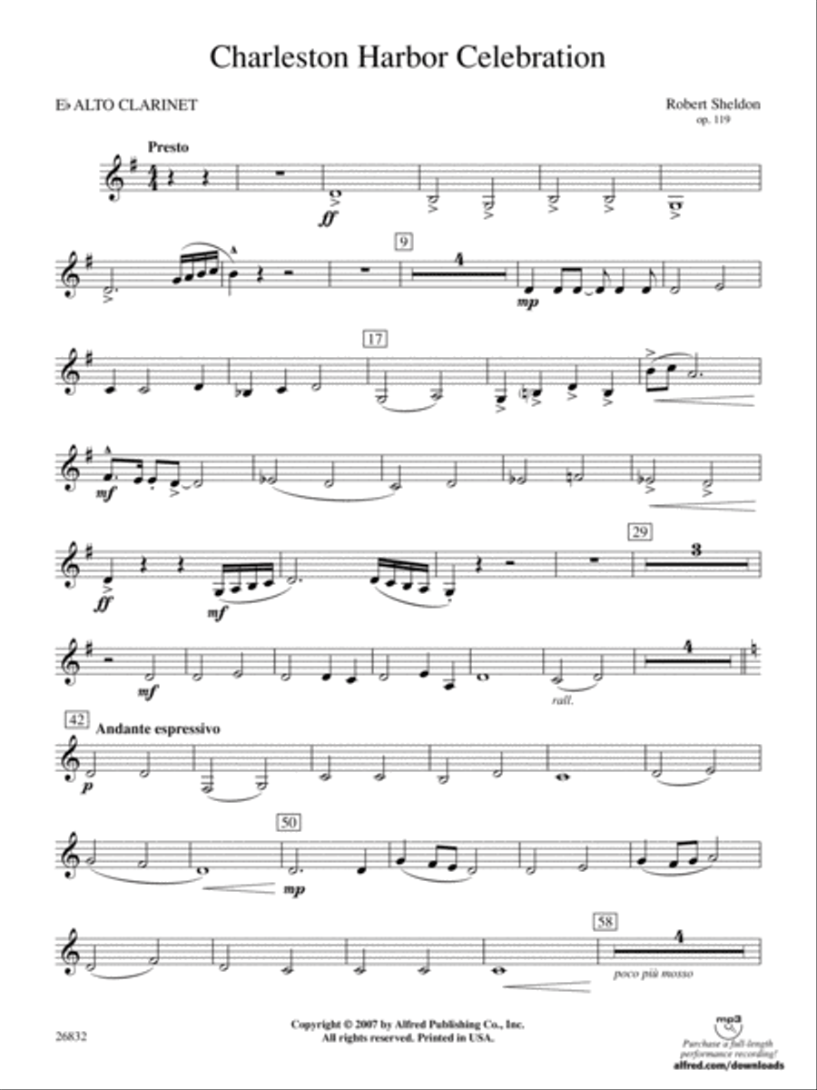 Charleston Harbor Celebration: E-flat Alto Clarinet Concert Band scores gallery preview page 1