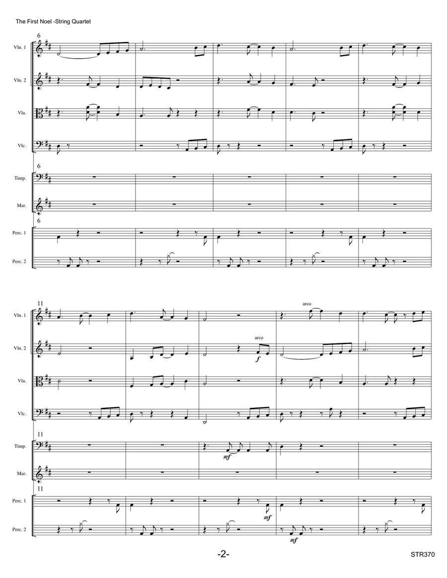 THE FIRST NOEL - STRING QUARTET with optional Percussion String Quartet scores gallery preview page 2
