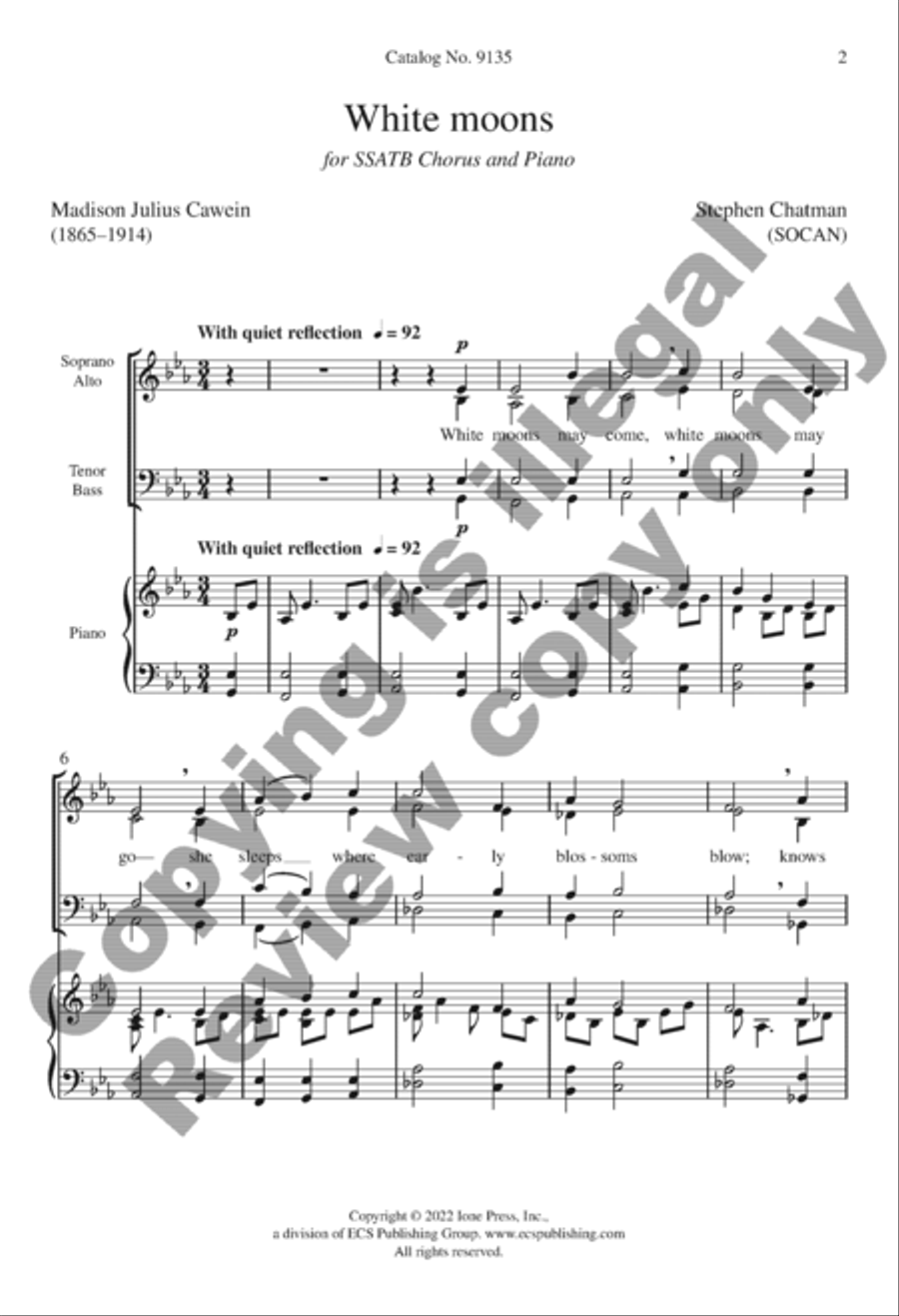 White moons White moons SSATB scores gallery preview page 2
