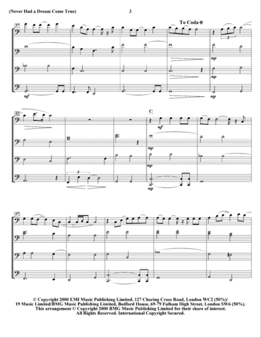 Never Had A Dream Come True Brass Quartet scores gallery preview page 5