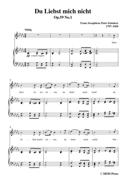 Schubert-Du Liebst mich nicht,Op.59 No.1,in b flat minor,for Voice&Piano image number null