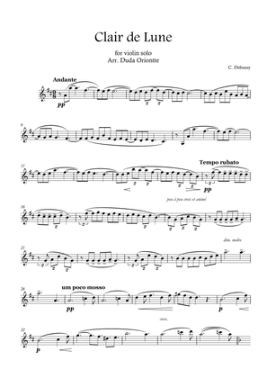Book cover for Clair de Lune (Violin SOLO)