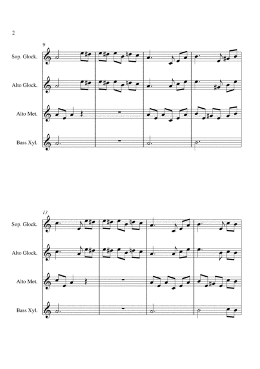 Fur Elise (Main Theme) - For Orff Ensemble Percussion Ensemble scores gallery preview page 2