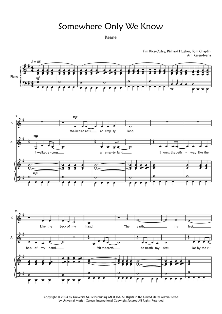 Somewhere Only We Know SA scores gallery preview page 1