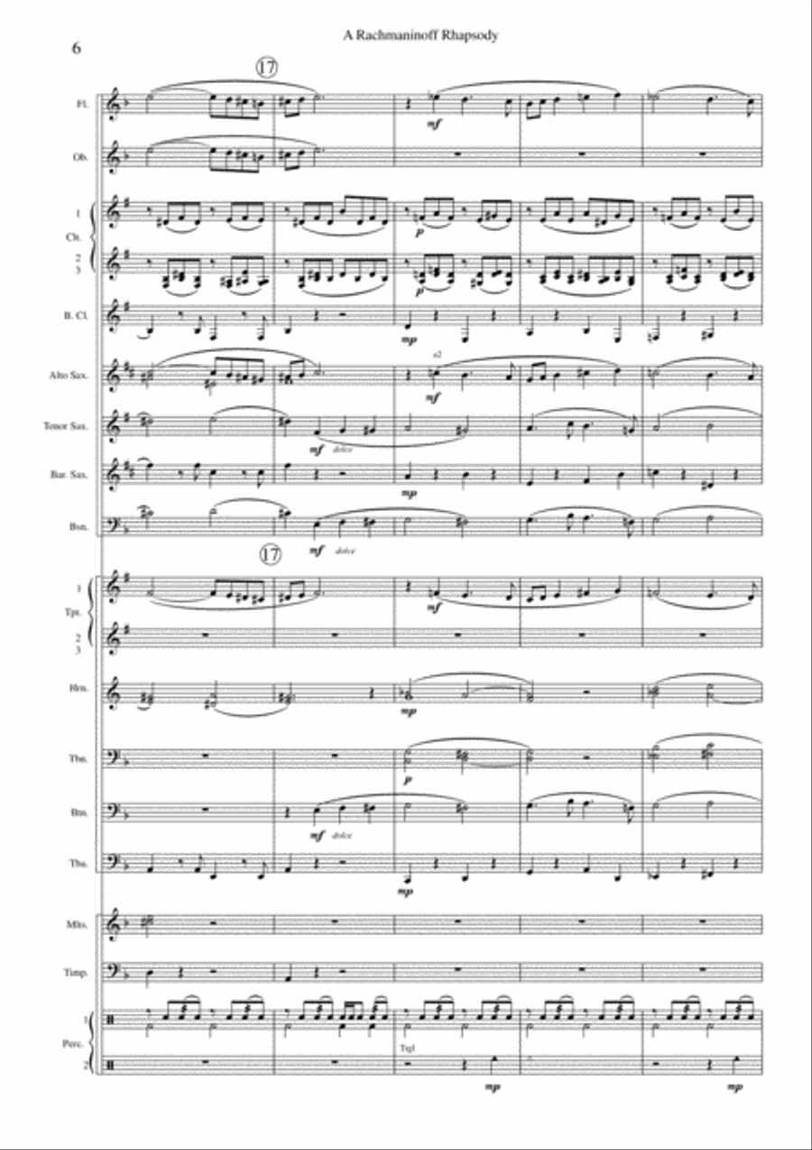 A Rachmaninoff Rhapsody Concert Band scores gallery preview page 6