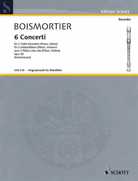 Johann Bodin de Boismortier : 6 Concerti, Op. 38