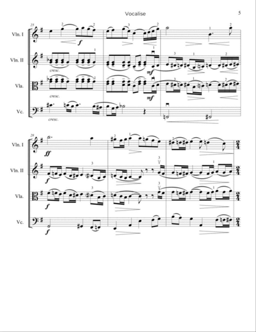 Rachmaninoff: Vocalise - String Trio, or 2 Violins and Cello String Trio scores gallery preview page 6