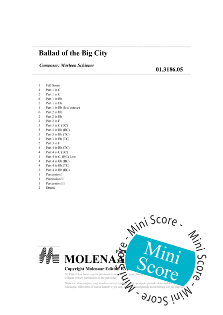 Ballad of the Big City Concert Band scores gallery preview page 4