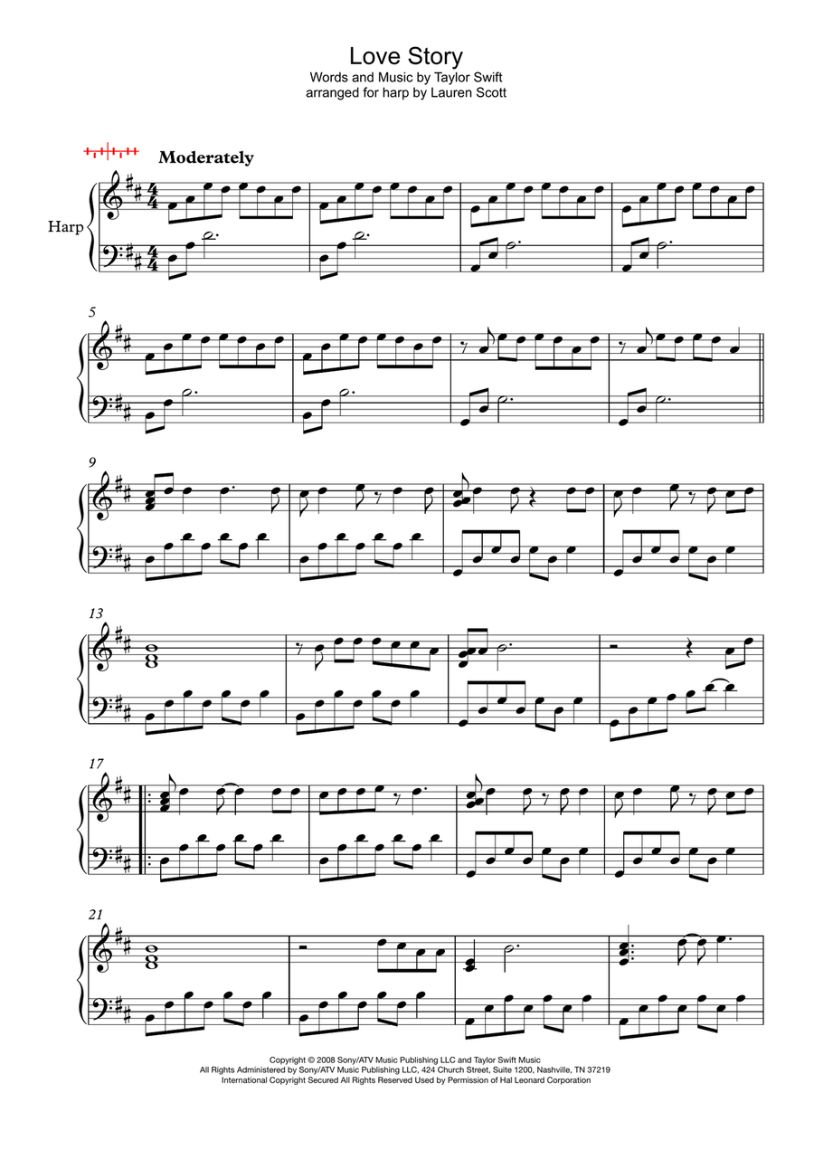 Love Story Love Story Harp scores gallery preview page 1