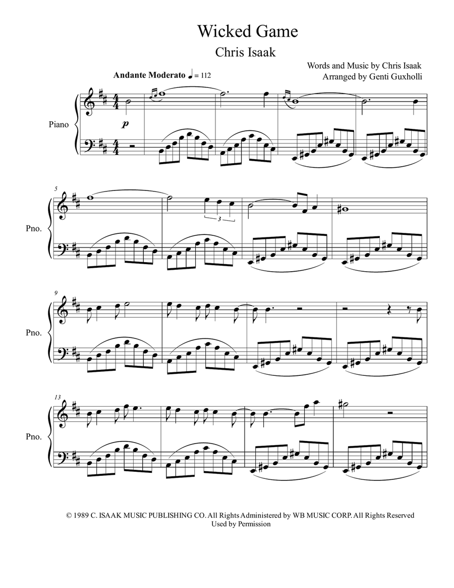 Wicked Game Piano Solo scores gallery preview page 2