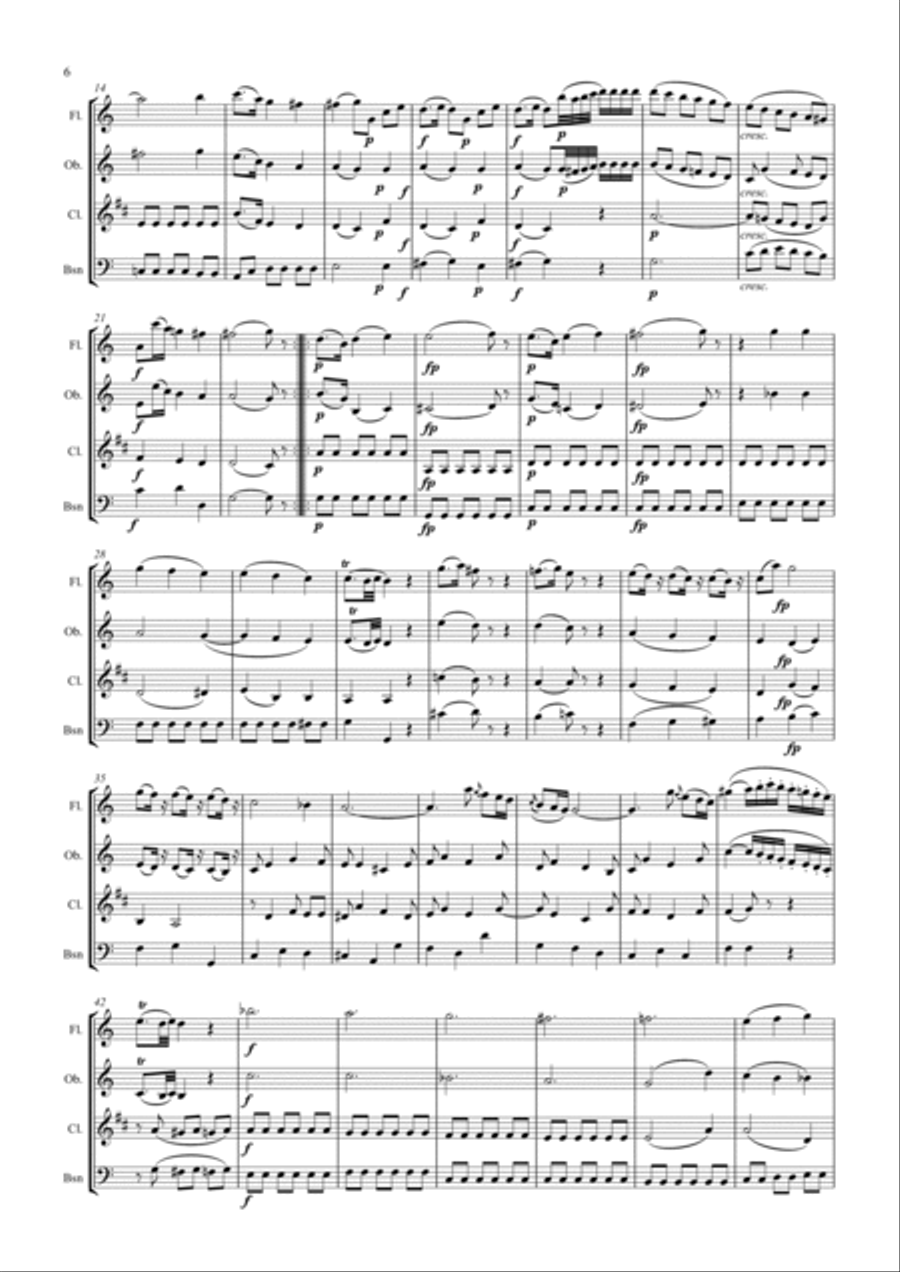 Mozart Quartet KV160 arr. Woodwind Quartet Woodwind Quartet scores gallery preview page 6
