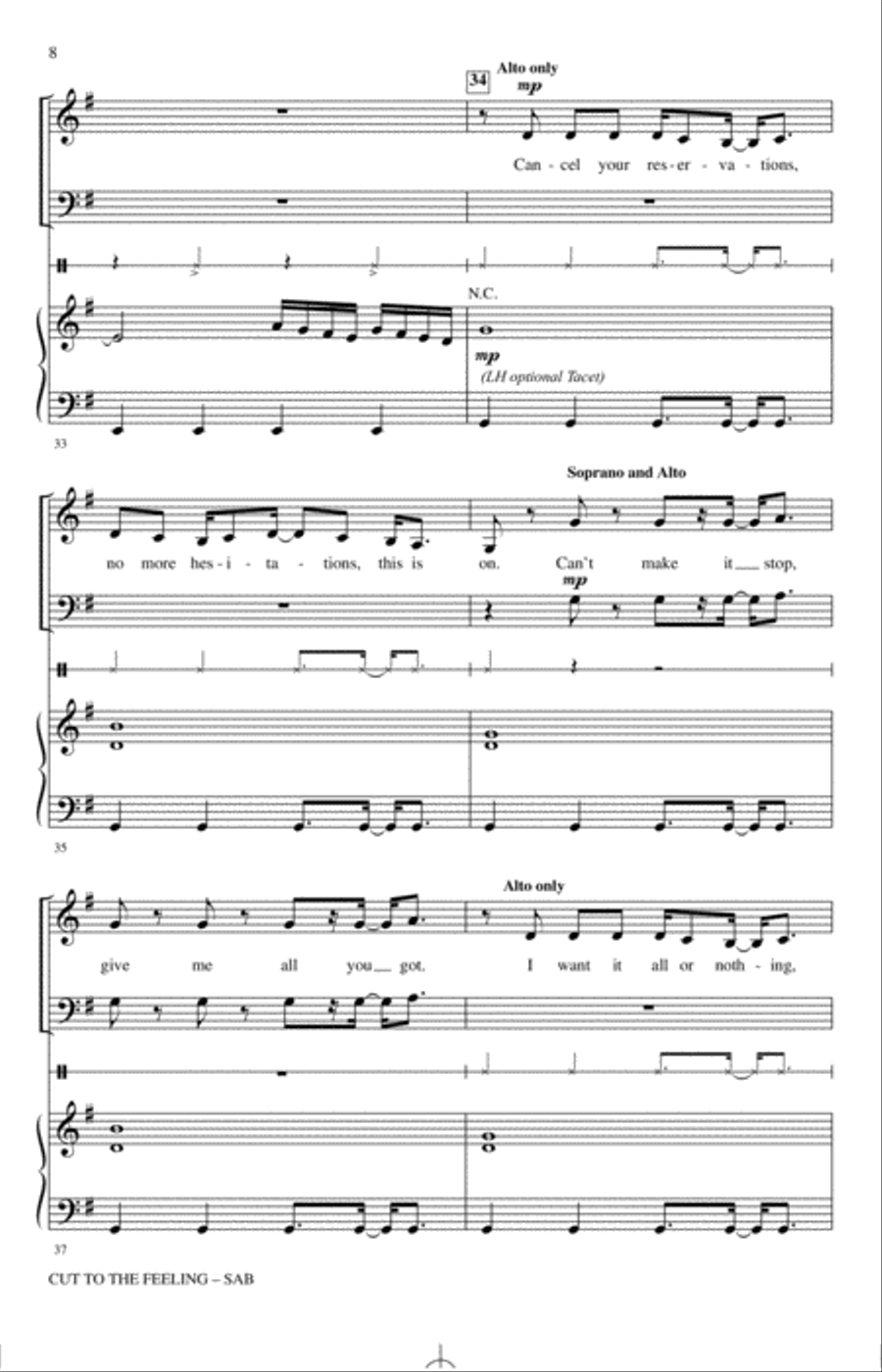 Cut To The Feeling 3-Part scores gallery preview page 6