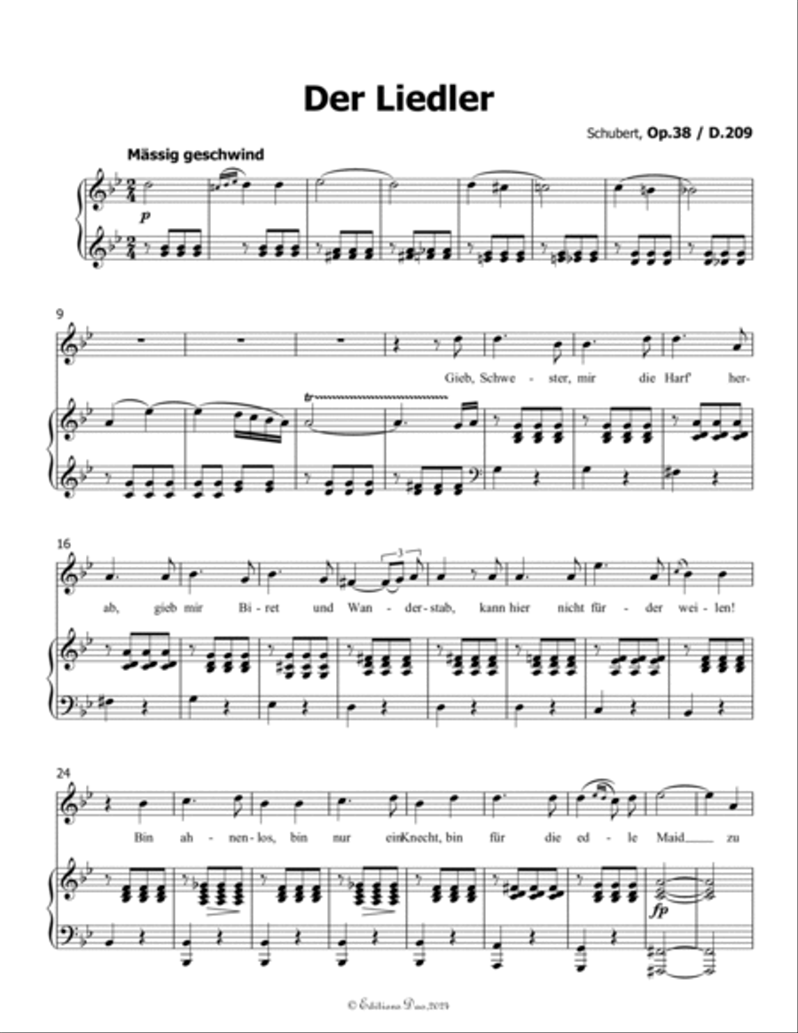 Der Liedler, by Schubert, Op.38(D.209), in g minor Voice scores gallery preview page 3