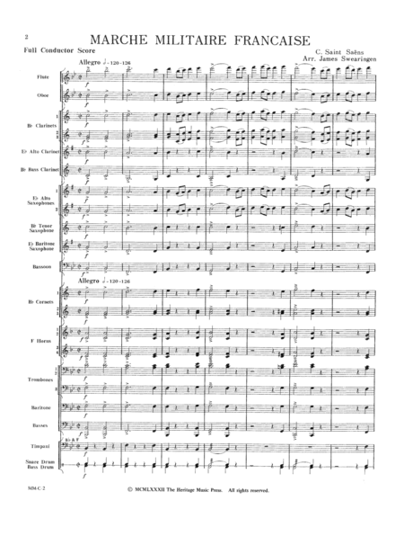 Marche Militaire Francaise Conductor's Score