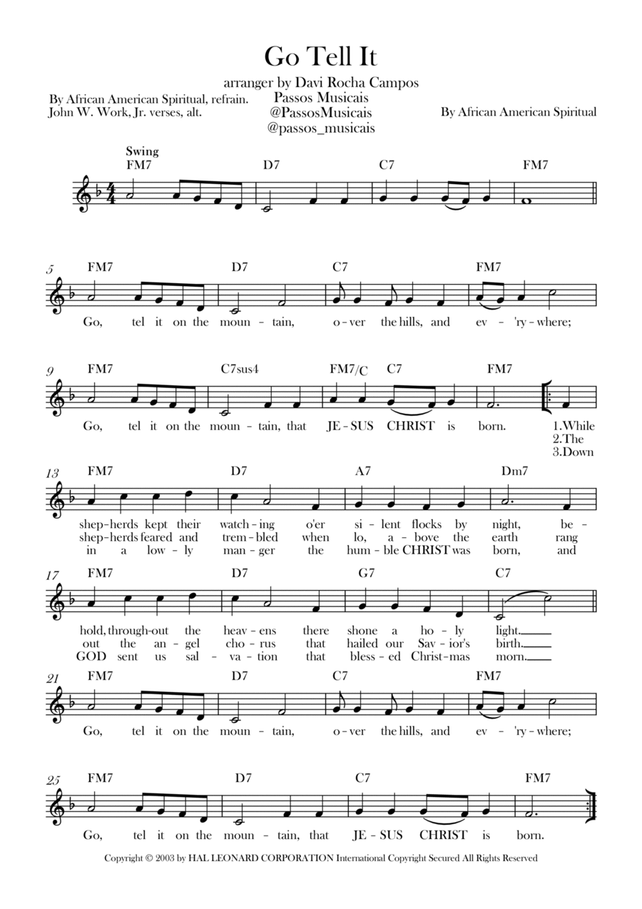 Go, Tell It On The Mountain Piano scores gallery preview page 1